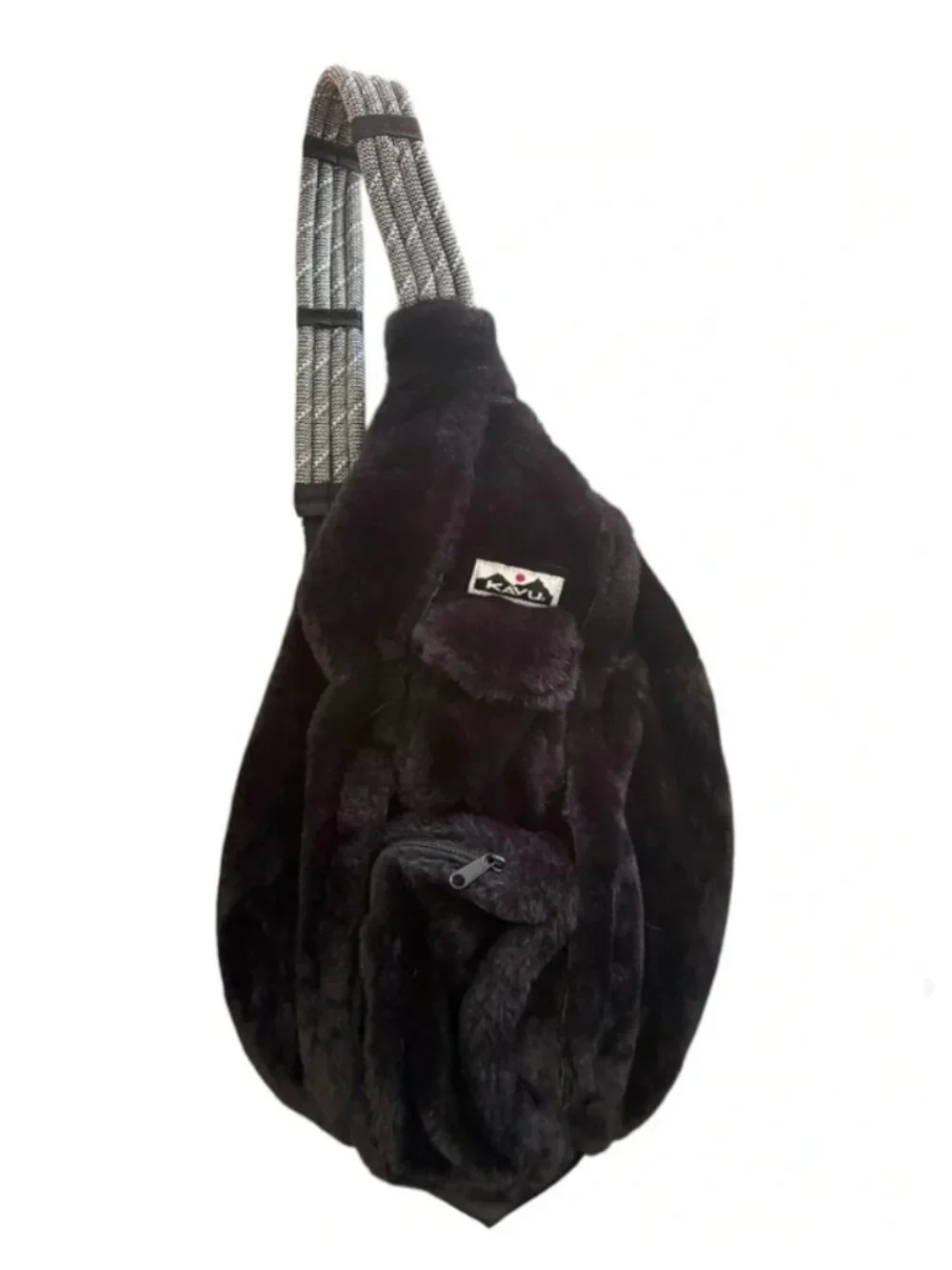 Kavu NWT Women's Black Mini Rope Sherpa Fleece Backpack, H-16